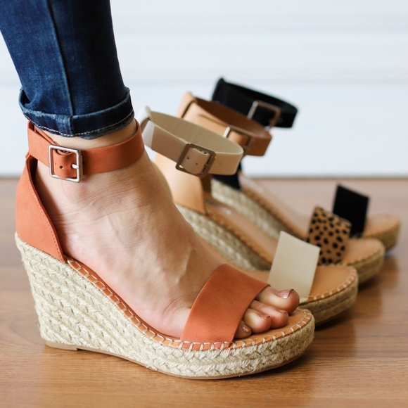 Peach Espadrille Wedge Sandal - Picture 2 of 3